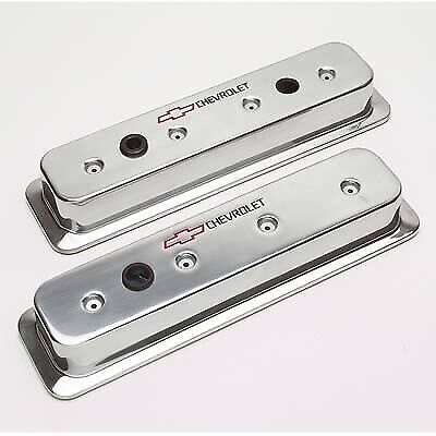 CHEV 350 POLISHED PROFORM BOWTIE LOGO CENTRE BOLT ROCKER COVERS # 141-130