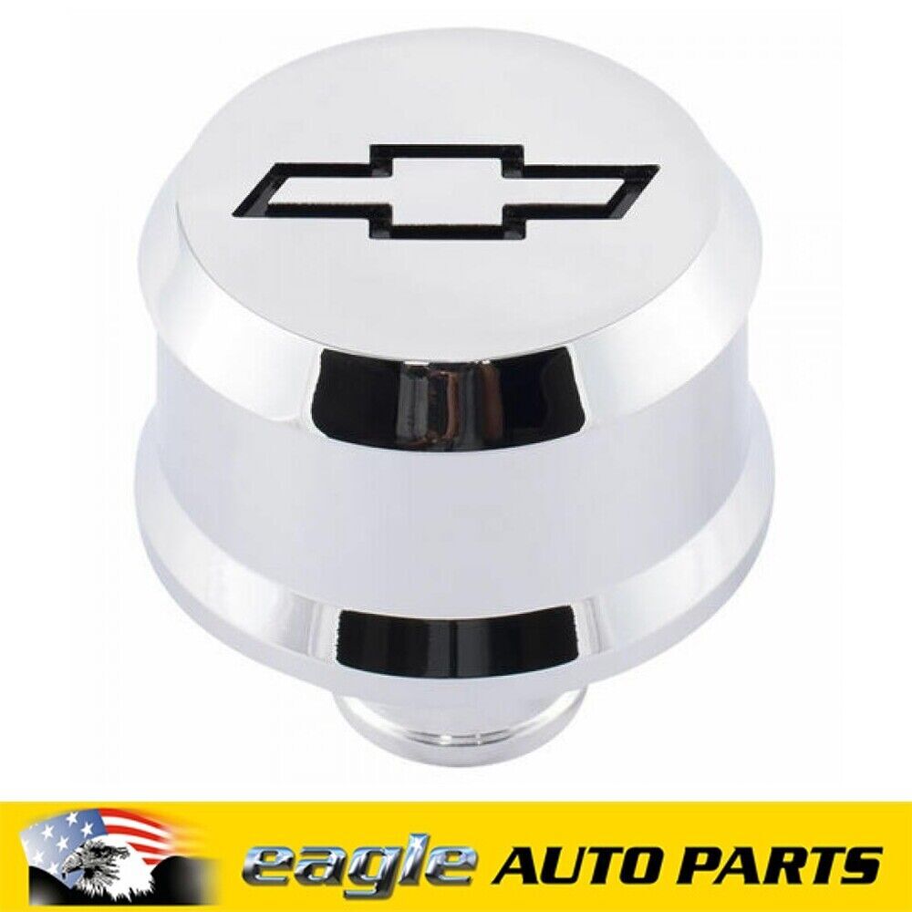 Proform Slant-Edge Chrome Aluminum Push-In Black Bowtie Breather Cap # 141-852