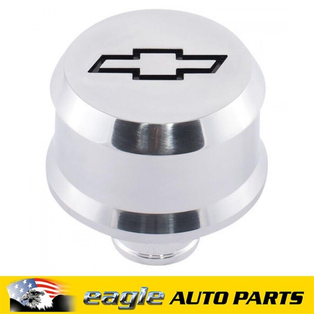 Proform Slant-Edge Polished Aluminum Push-In Black Bowtie Breather Cap # 141-854