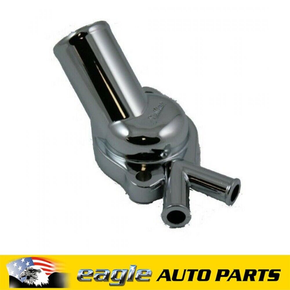 HOLDEN 253 308 V8 CHROME DUAL HEATER HOSE OUTLET THERMOSTAT HOUSING # 22-73-0