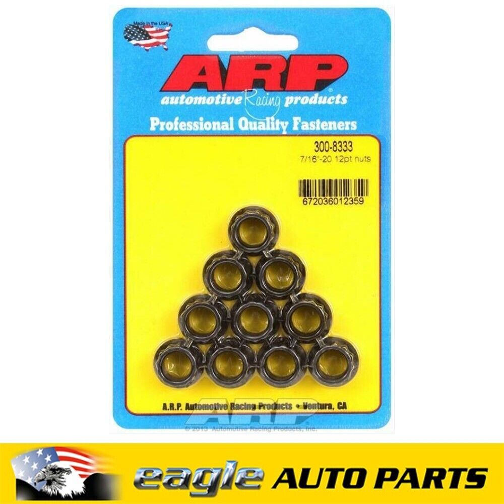 ARP 12-Point 7/16 in.-20 RH Thread Black Oxide Nuts x 10 # 300-8333