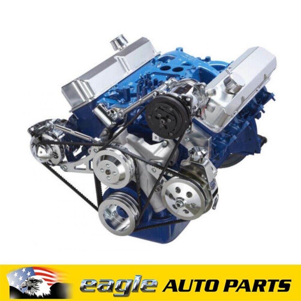 Ford 390 V8 A/C, Alt & P/S Brackets & Pulley & Pump Kit # 390-AC-SY-HF-S-ALL