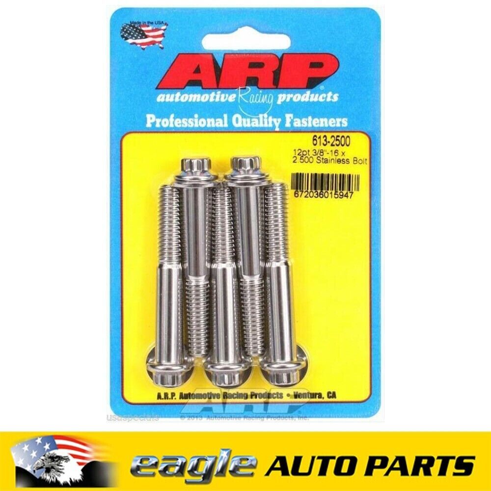 ARP Stainless Steel Bolts 3/8 in.-16 RH Thread 2.500 in. UHL Set of 5 # 613-2500