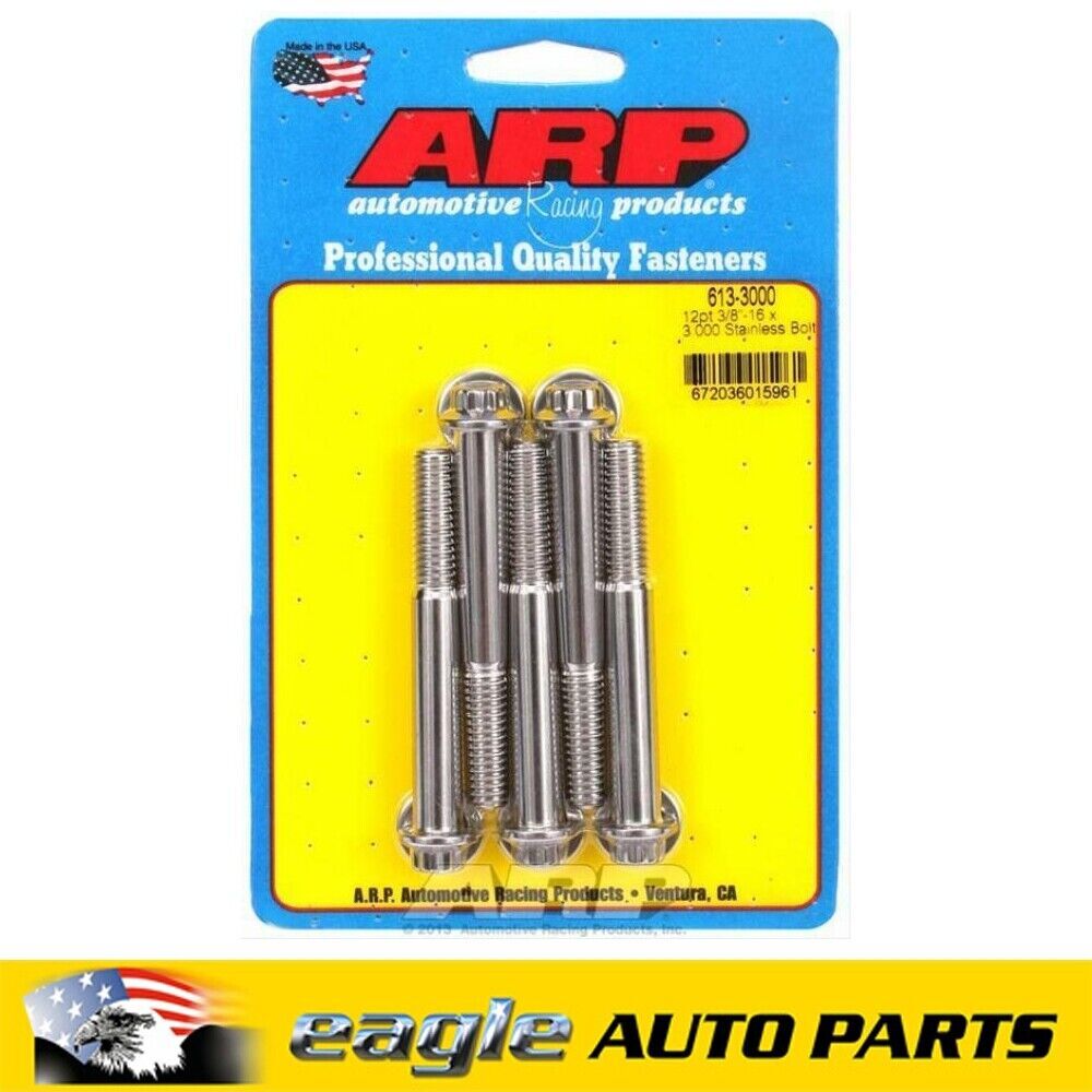 ARP Stainless Steel Bolts 3/8 in.-16 RH Thread, 3.000 in. UHL # 613-3000