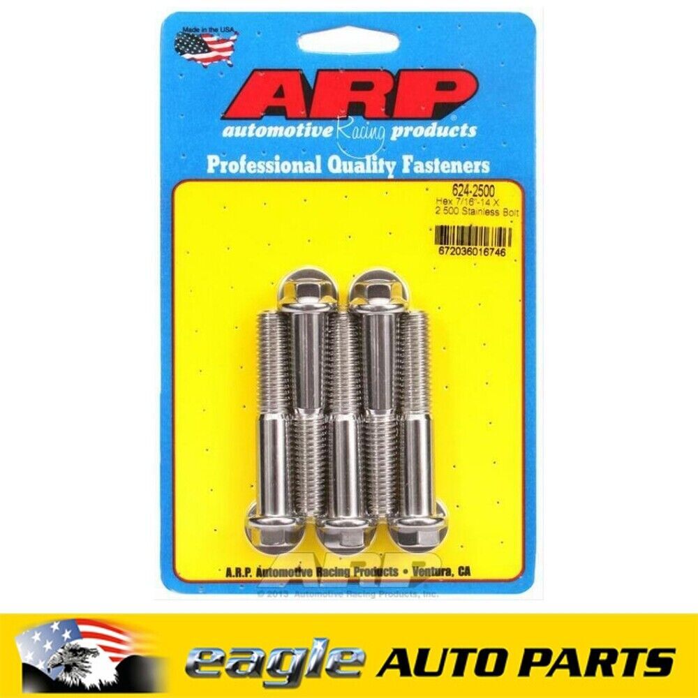 ARP Stainless Steel Bolts 7/16 in.-14 RH Thread, 2.500 in. UHL # 624-2500