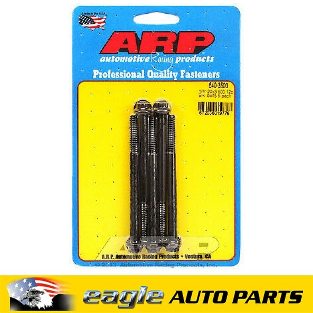 ARP 1/4 -20 X 3.500 in  12PT BLACK OXIDE  Pack of 5  # 640-3500
