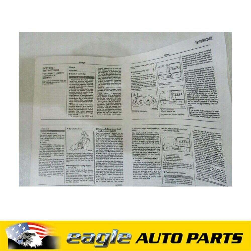 REAR SEAT BELT OE GENUINE TO SUIT SUBARU LEGACY# 64662AG110WA