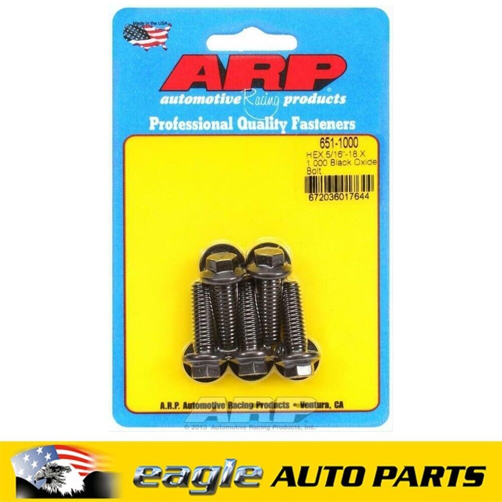 ARP Hex Head Black Oxide 5/16".-18 RH Thread 1000". UHL, Set of 5 # 651-1000