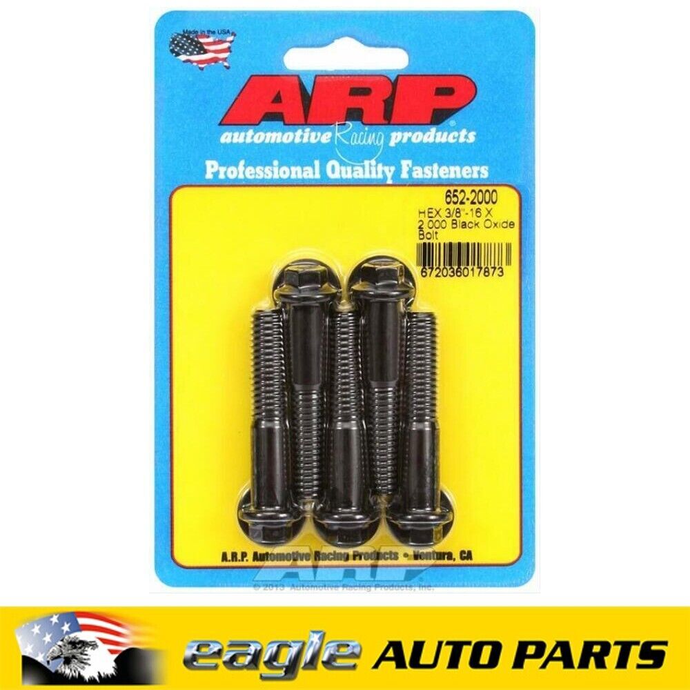 ARP Hex Head Black Oxide 3/8".-16 RH Thread 2.000". UHL, Set of 5  # 652-2000