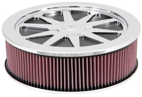 K&N 10 Spoke Round 14" Diameter 4" High Custom 66 Air Cleaner Assembly # 66-5110
