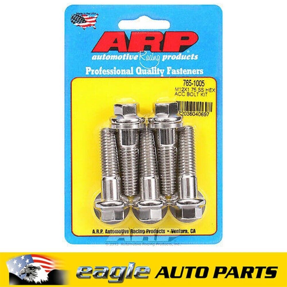 ARP Stainless Steel Hex Bolts 12mm X 1.75 Thread 45mm UH Length 5PK  # 765-1005