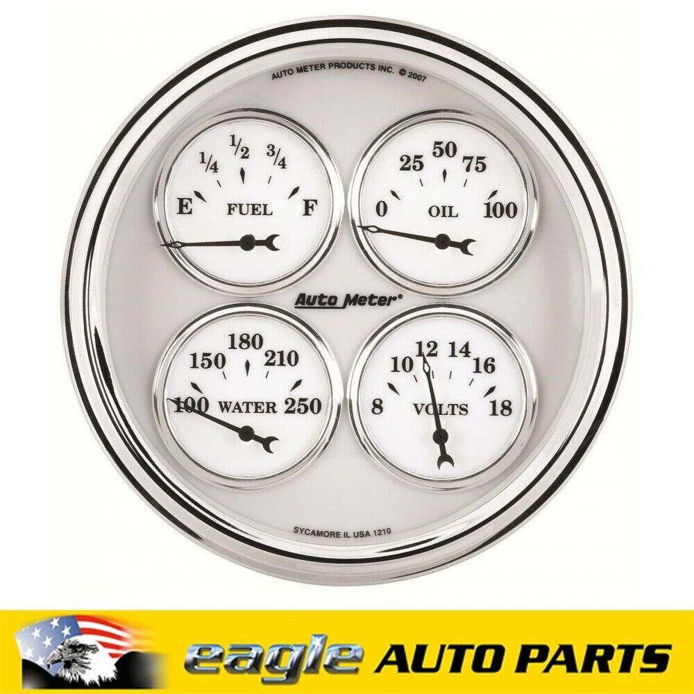 AutoMeter Old Tyme White Series Analog Gauge Kit Water Fuel Oil Volts # AU1210