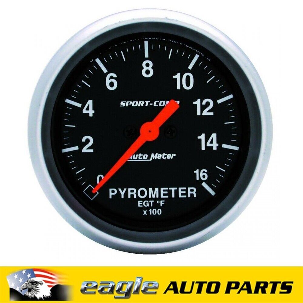 AutoMeter Sport-Comp Analog Gauge Pyrometer 0-1,600 Degrees F, 2 5/8 # AU3544