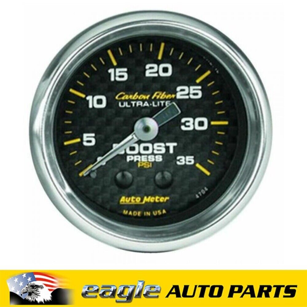 AUTOMETER CARBON FIBER 2-1/16" MECH BOOST PRESSURE GAUGE 0 - 35 PSI # AU4704