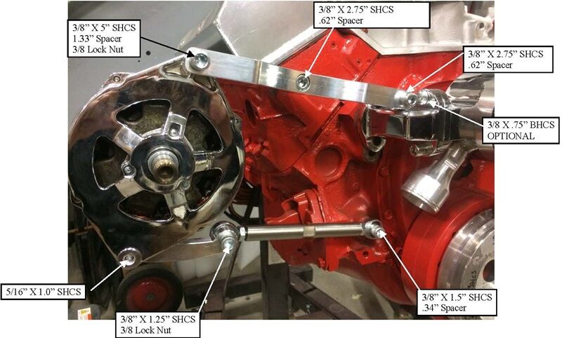 CHEV 283 - 350 CVF BLACK ALTERNATOR BRACKET SUIT SWP # B-350-ALTBRKT-S