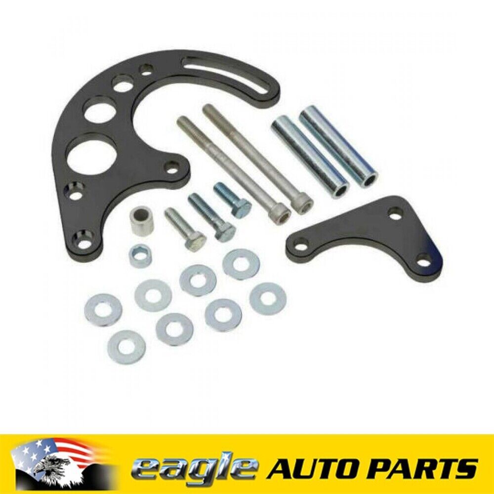 Chev 283 - 350 V8 CVF Black LWP Power Steering Bracket Kit # B-350-PSBRKT-C-LWP