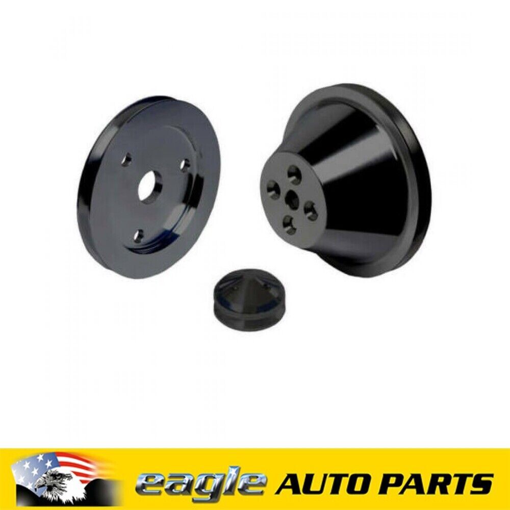 Chev 283 - 350 V8 CVF Black Pulley Kit Suit Short Nose Water Pump # B-SBCS1KIT