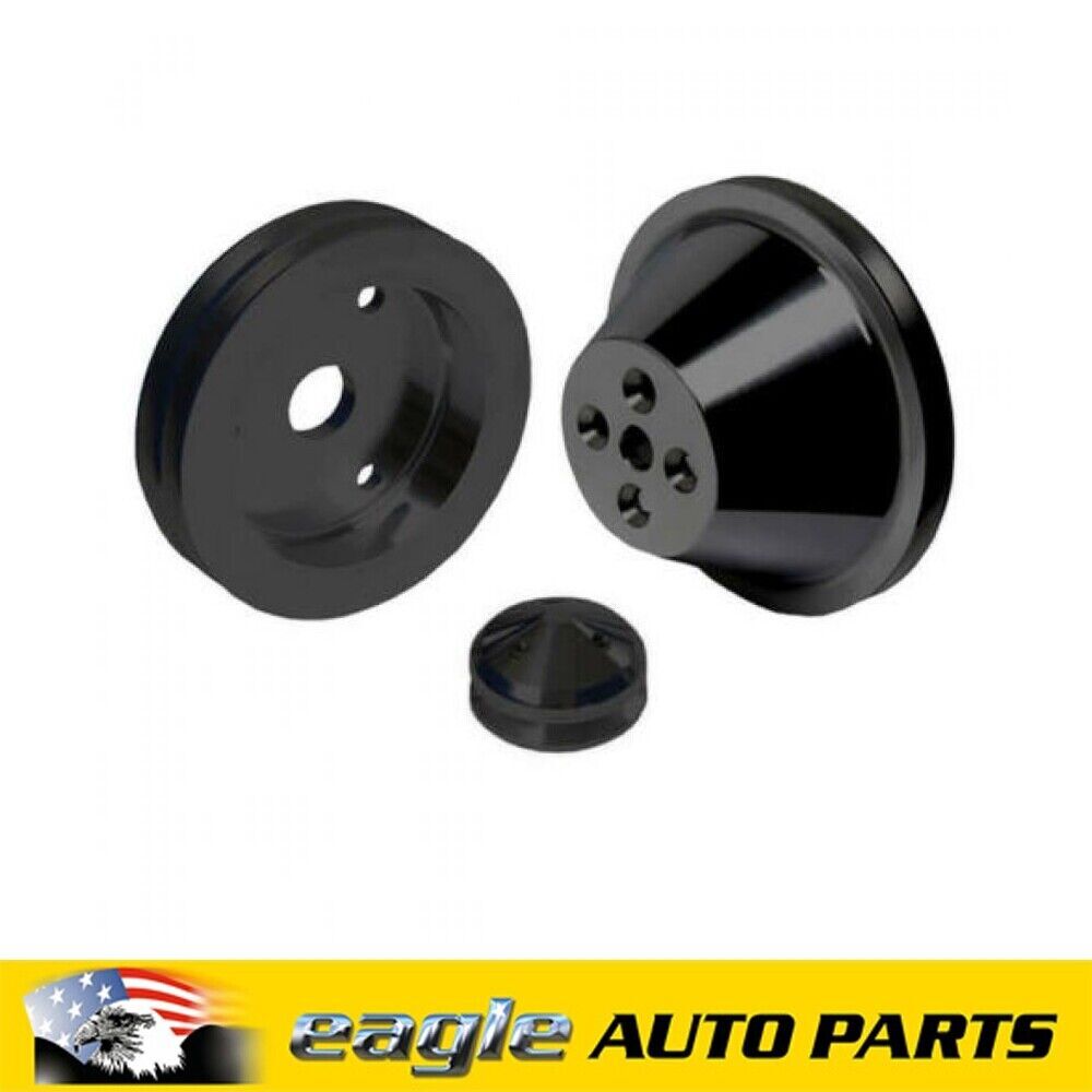 Chev 283 - 350 V8 CVF Black Pulley Kit Suit Short Nose Water Pump # B-SBCS2KIT
