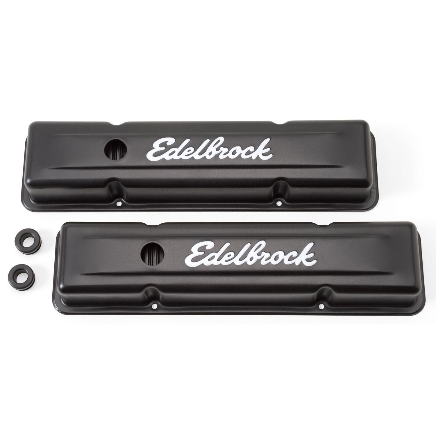 Chev 350 Edelbrock Signature Series Black Rocker Covers # ED4443