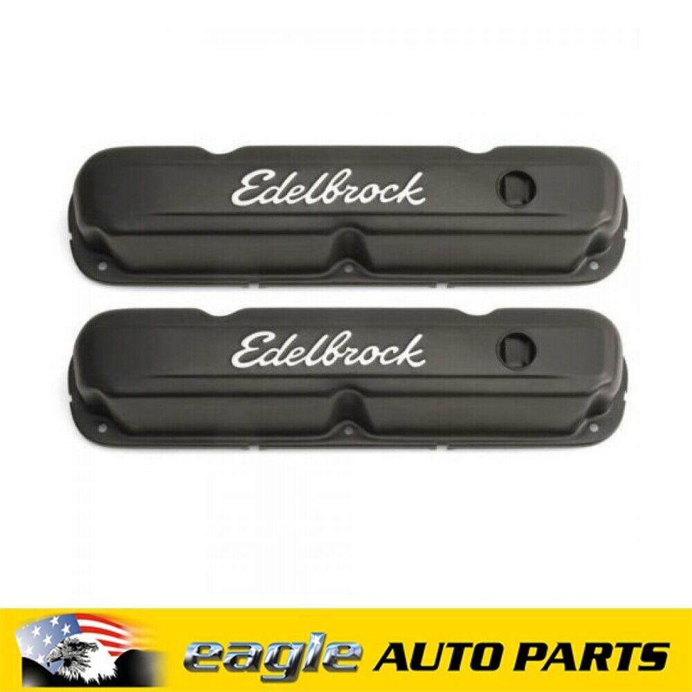 Edelbrock Signature BLACK Valve Covers Mopar Small Block 318 340 360 # ED4473
