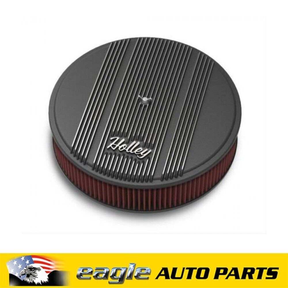 Holley Black Finned Vintage Series Air Cleaner Assembly 14" x 3" # HO120-153