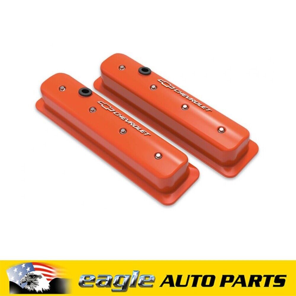 Holley GM Muscle Series Center Bolt Valve Covers Orange Finish  # HO241-293