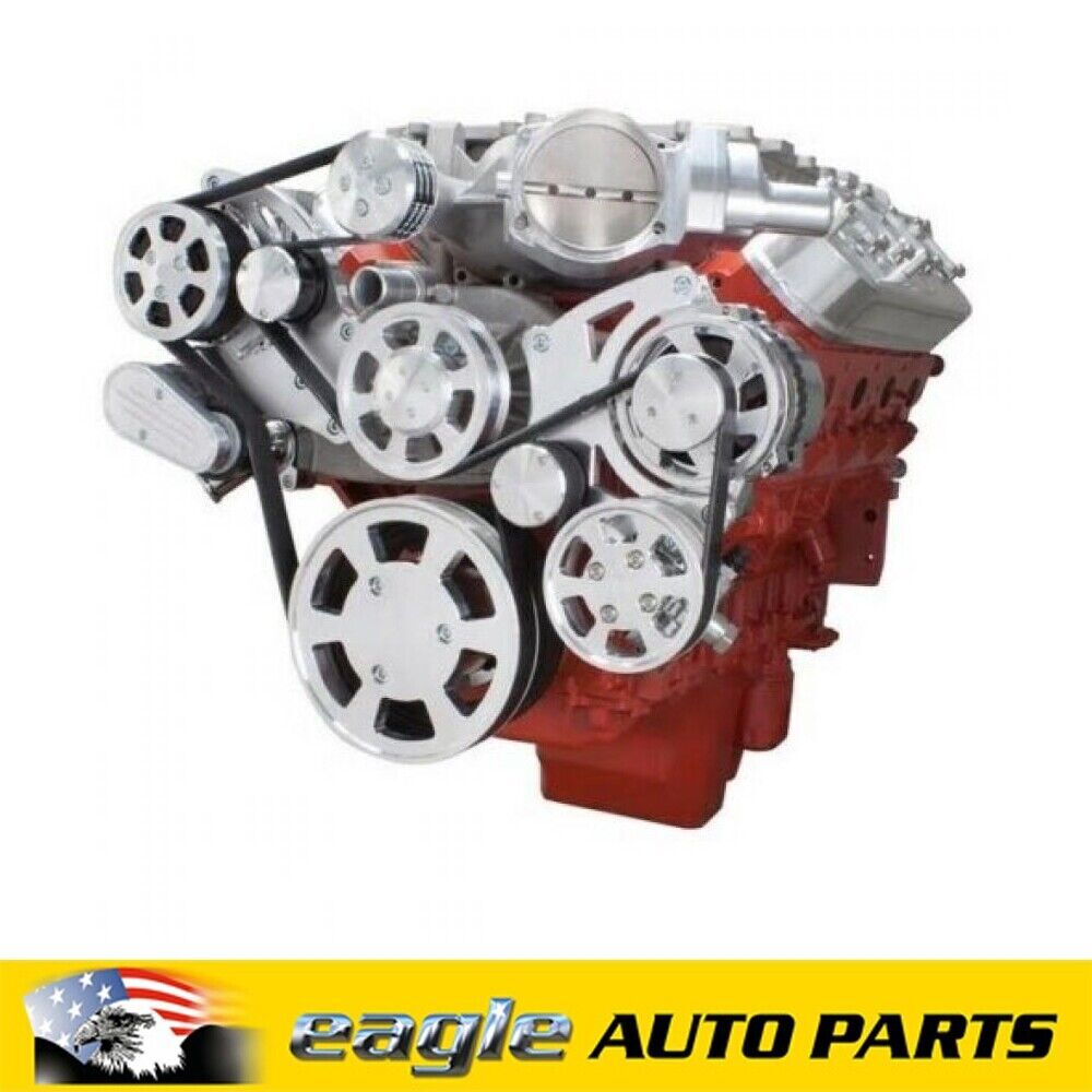 Chev Holden LSA V8 Polished A/C, P/S & Alt Serp Wraptor Kit # LSA-WRAPTOR-AC
