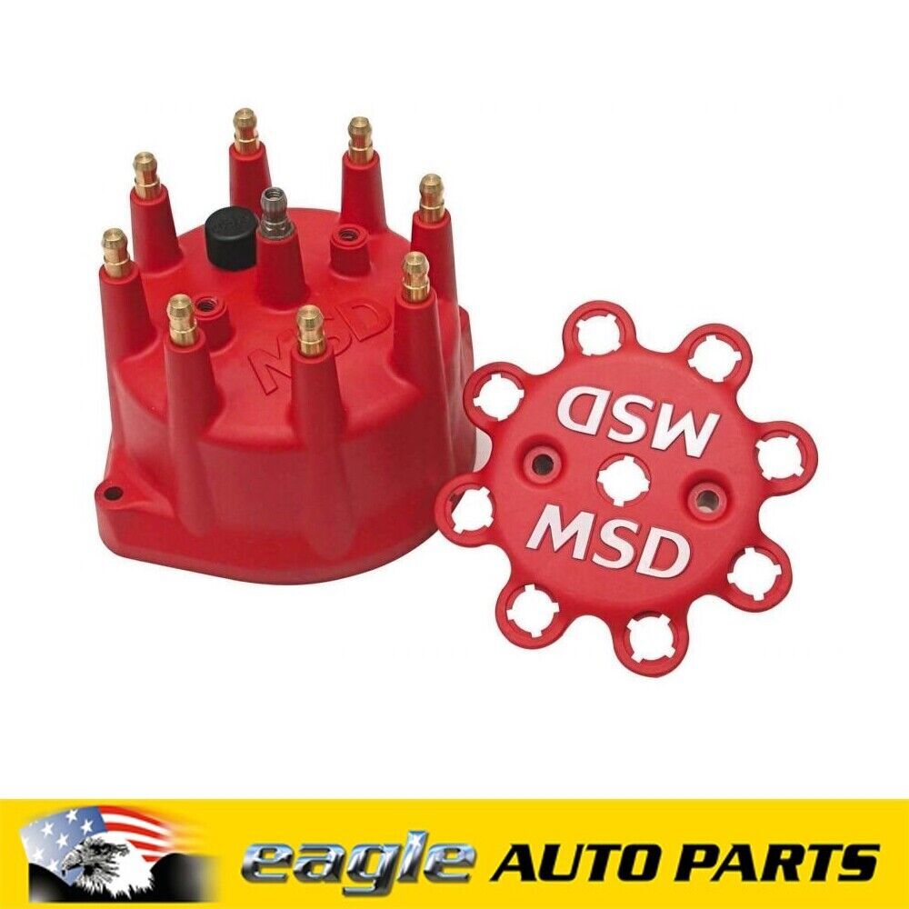 MSD V8 Distributor Cap Male/HEI-Style Red Screw-Down Pro-Billet Dist # MSD8431