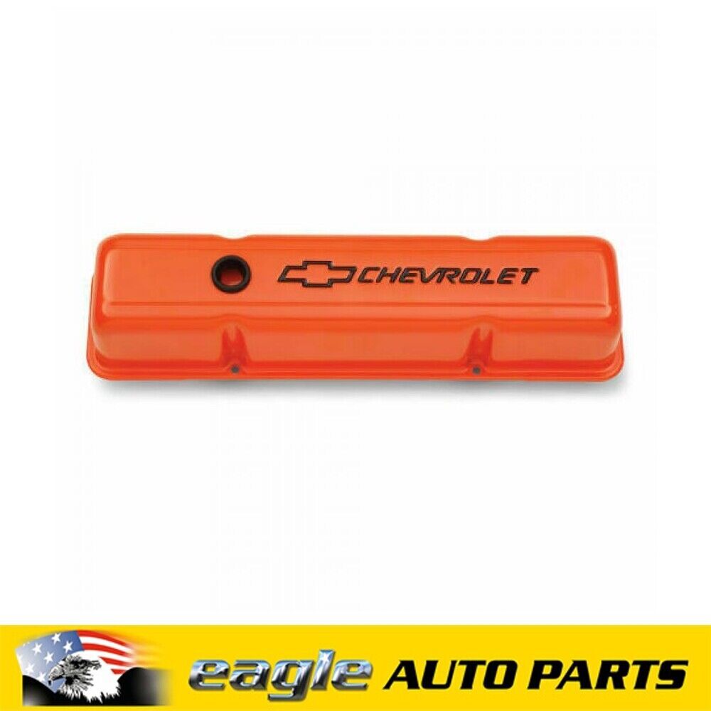 Proform Chev 350 SBC Orange Stamped Steel Tall Rocker Covers # 141-784 ...