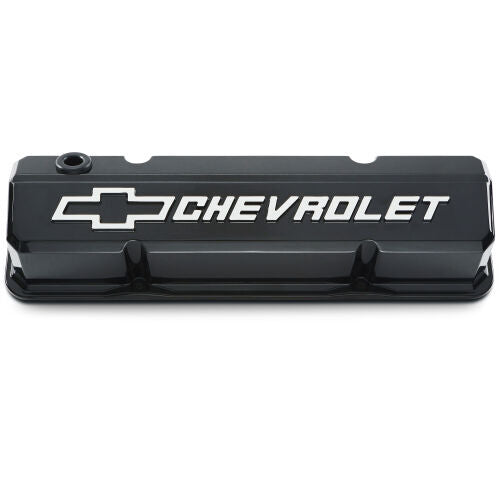 Chev 350 Proform Bowtie Slant Edge Rocker Covers Liquid Black # 141-919