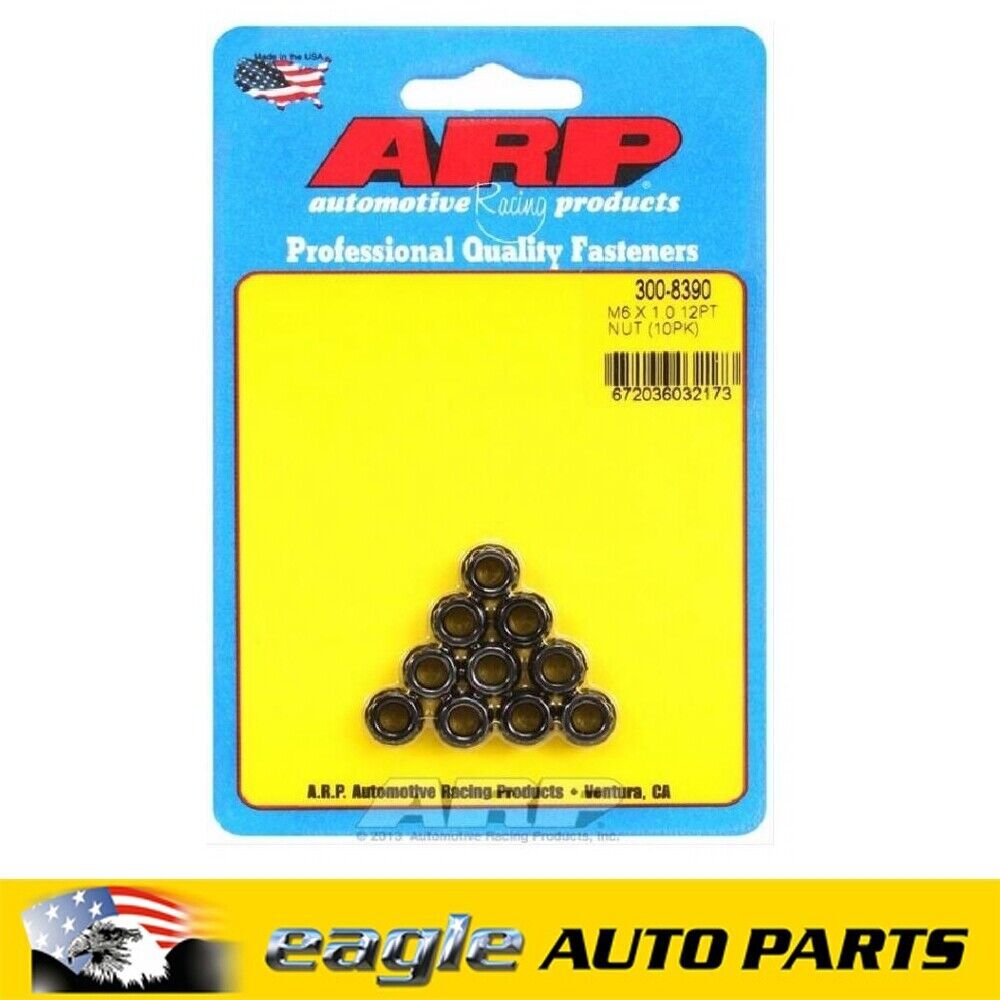ARP Nuts, 12 Point Head Steel Black , 6mm x 1.0 RH Thread, Set of 10  # 300-8390