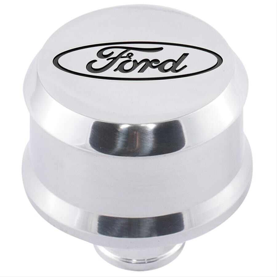 Ford Racing Slant-Edge Alloy Breather Cap Raised Oval Emblem Push-In # 302-438