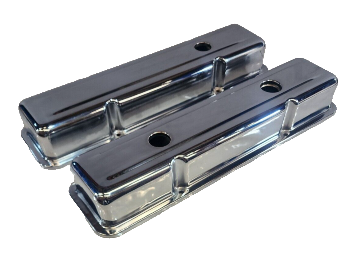 CHEV 350 CHROME ROCKER COVERS LOW STYLE TAKE OFFS # 350-COVERS-TO