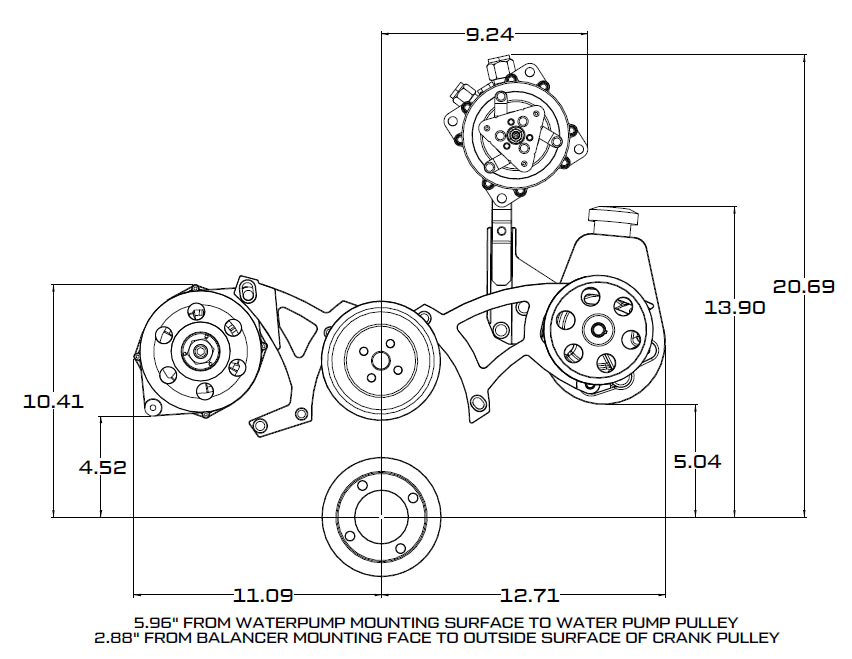 CVF Racing Ford 351 Cleveland Serpentine Kit # 351C-SERPENTINE-AC