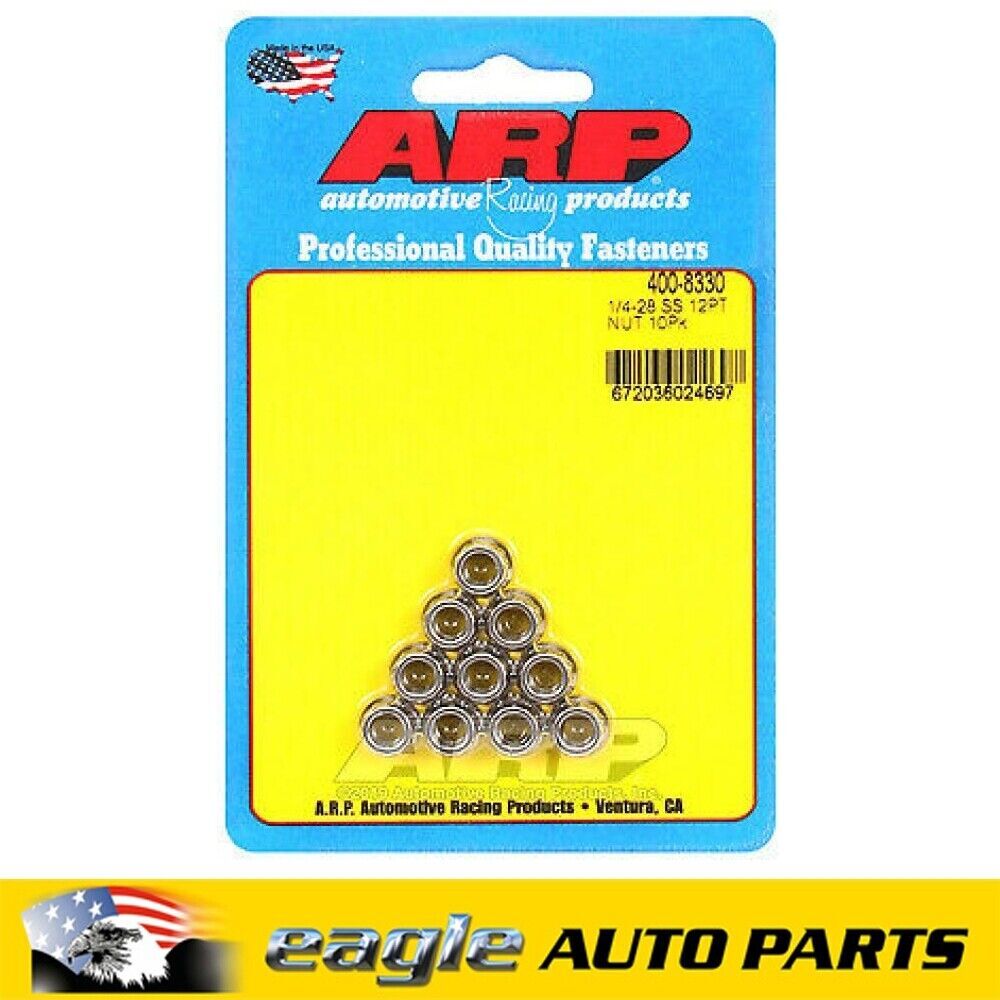 400-8330 ARP Stainless Steel 12-Point Nuts, 1/4''-28 , 5/16'' Socket , 10Pk
