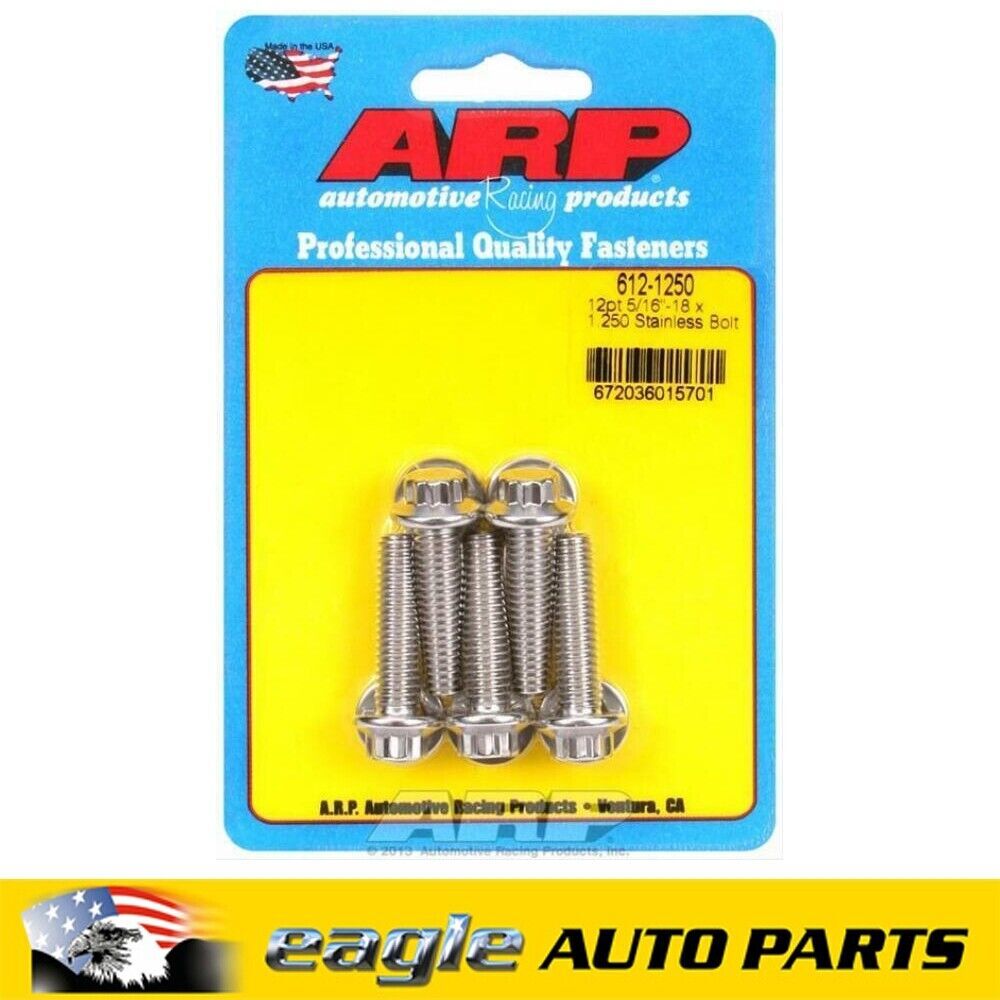ARP Stainless Steel Bolts 5/16 in.-18 RH Thread, 1.250 in. UHL  # 612-1250