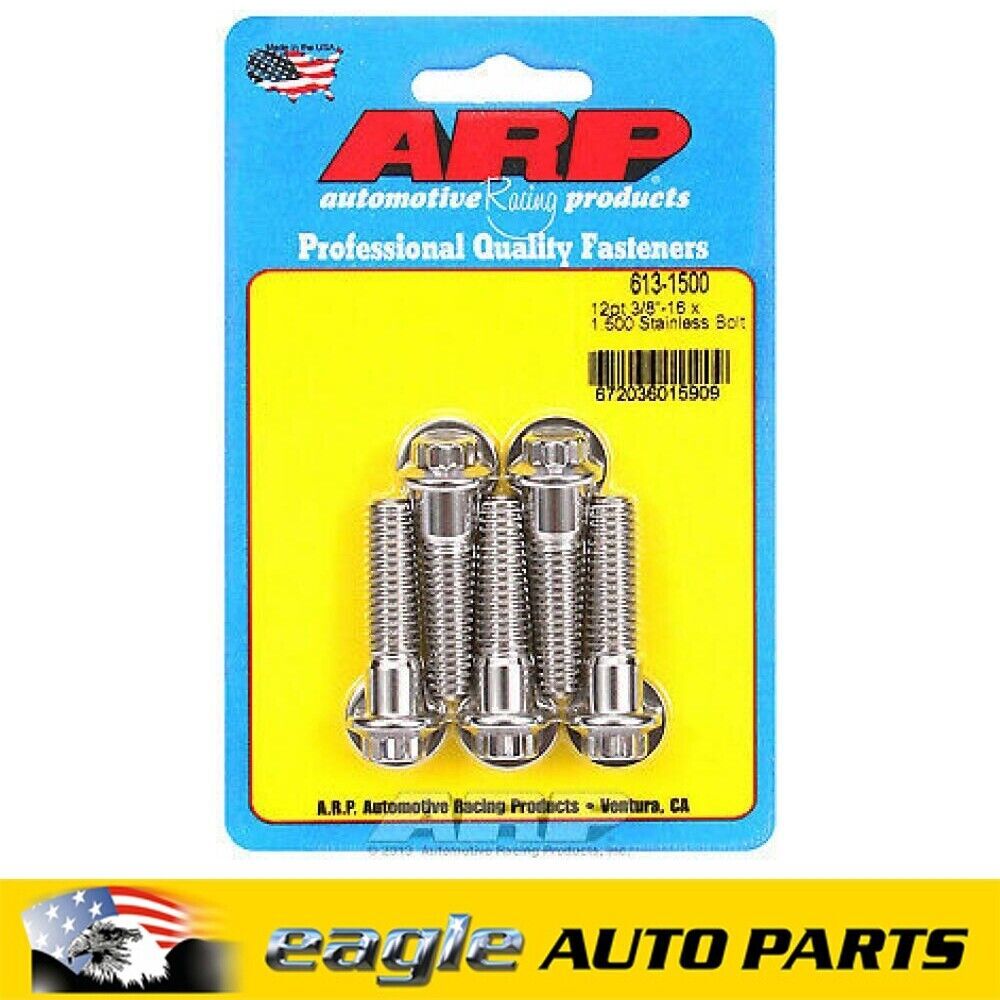 ARP Stainless Steel Bolts 12 pt 3/8 in.16 RHT 3.5 in. UHL, Set of 5