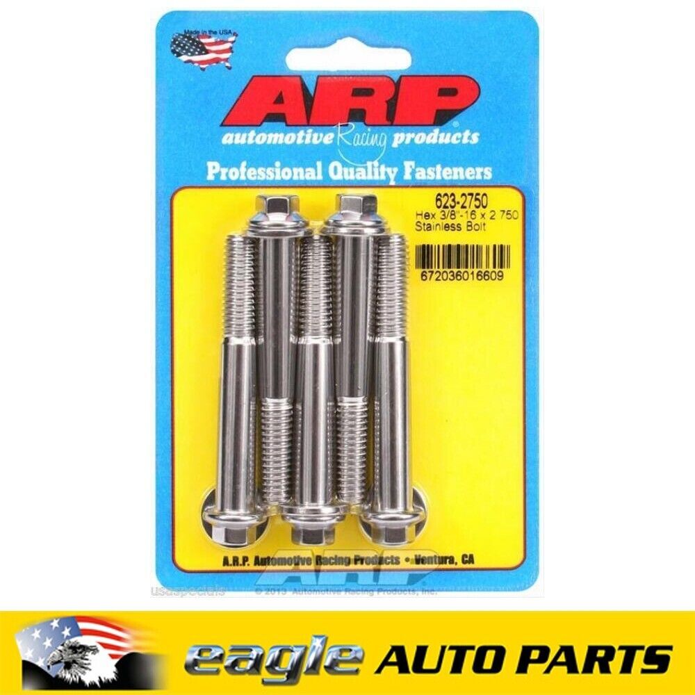 ARP Stainless Steel Bolts 3/8 in.-16 RH Thread, 2.750 in. UHL,  # 623-2750