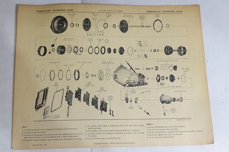 CHEV POWERGLIDE TRANSMISSION OVERHAUL KIT # 6K2