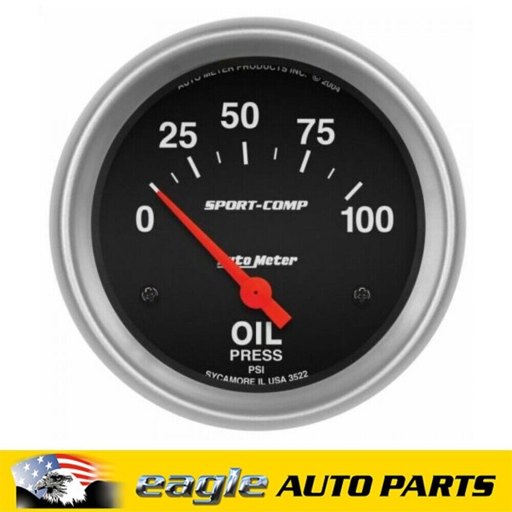 AutoMeter Gauge Sport-Comp, Oil Pressure, 0-100 psi, 2 5/8 in , Elec # AU3522