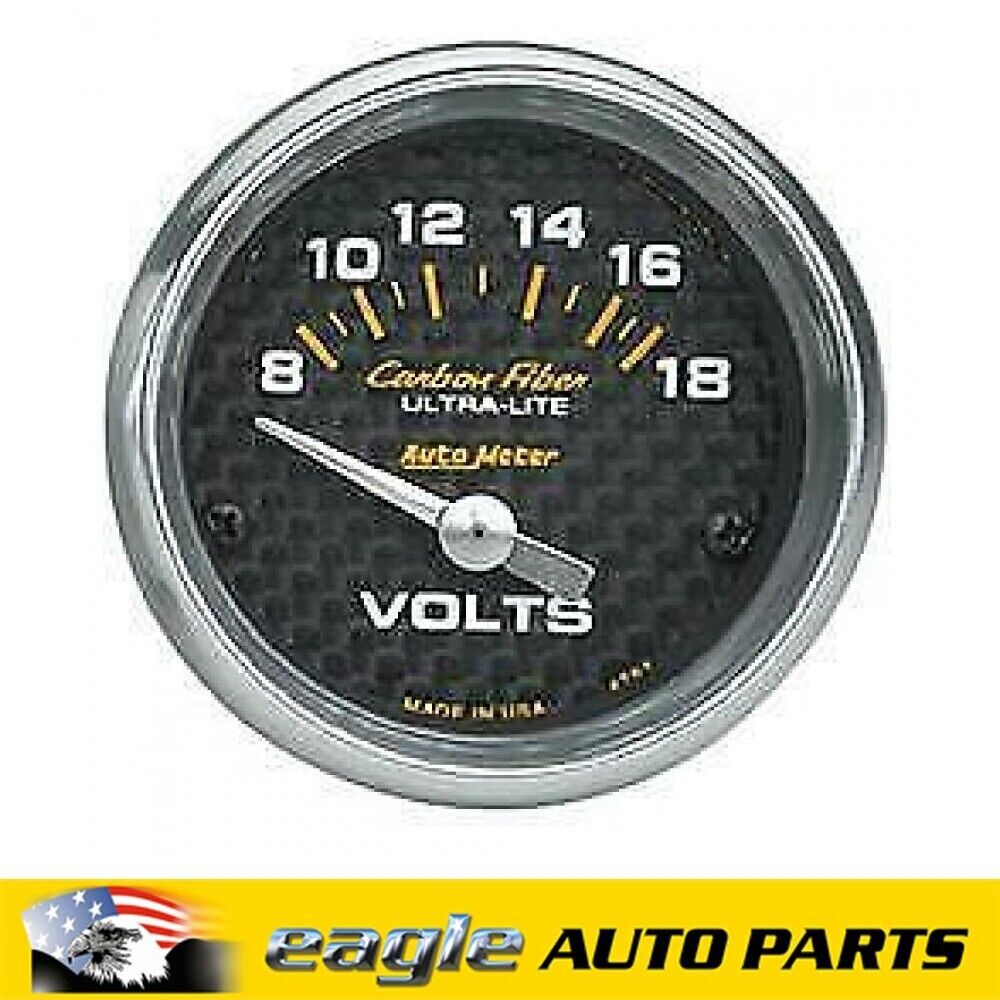 AUTOMETER Carbon Fiber Voltmeter Gauge 8-18 V 2 1/16 in. Elec # AU4791