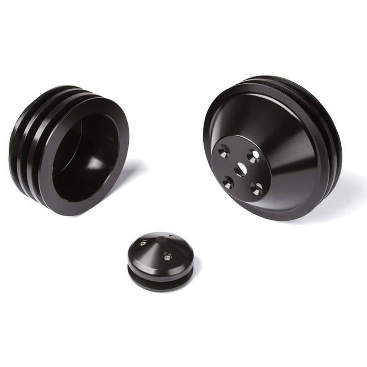 Chev 350 CVF Black 2 Row Top & 3 Row Lower Pulley Kit To Suit LWP # B-SBCL23KIT