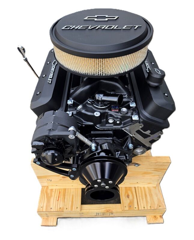 CHEV 350 330HP GM VORTEC 4 BOLT BLACK DRESSED ENGINE # CHEV-330-BLK