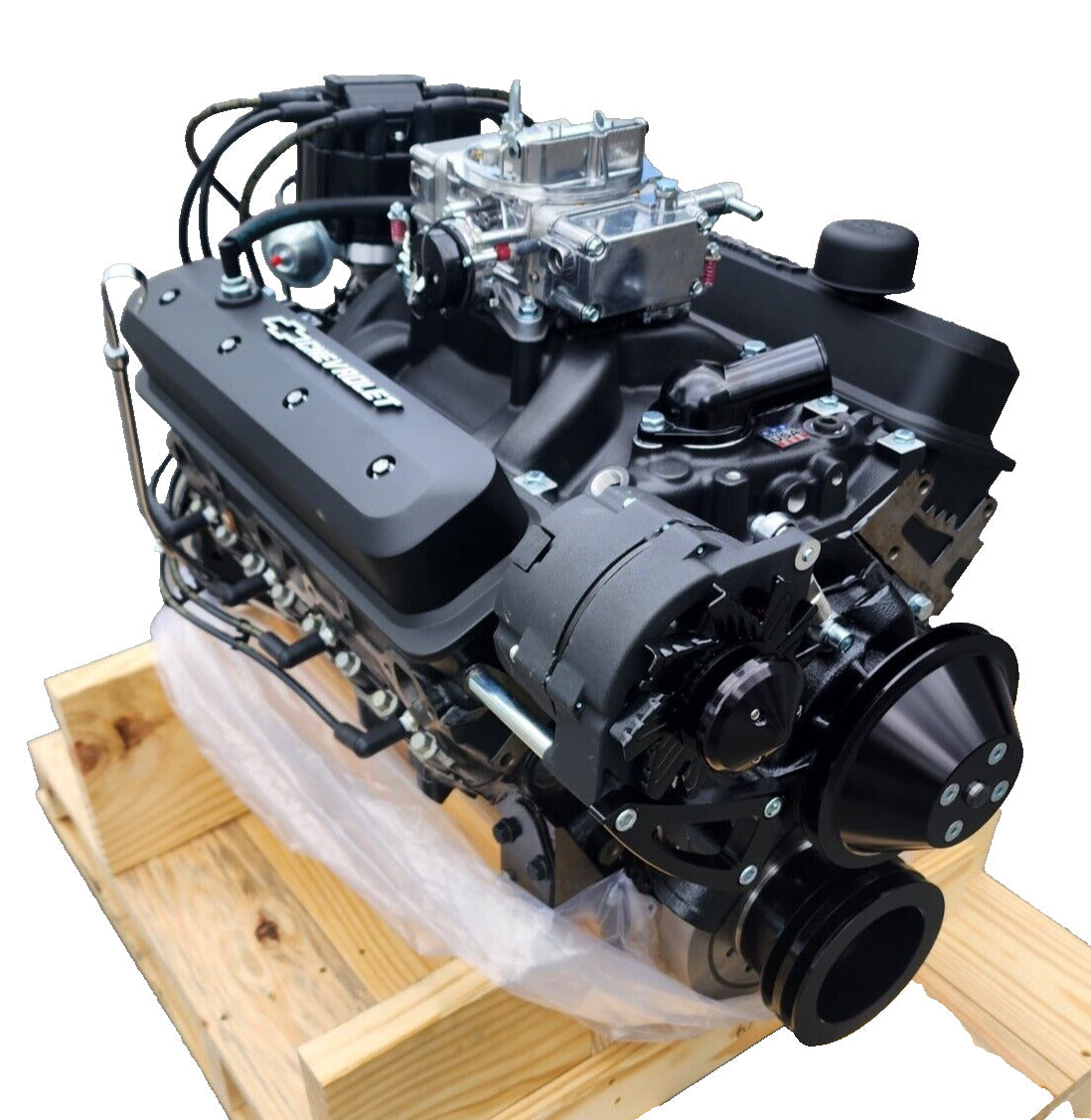 CHEV 350HO 350HP FLAT TAPPET BLACK RAT ROD LOOK ENGINE # CHEV-350HO-BLK