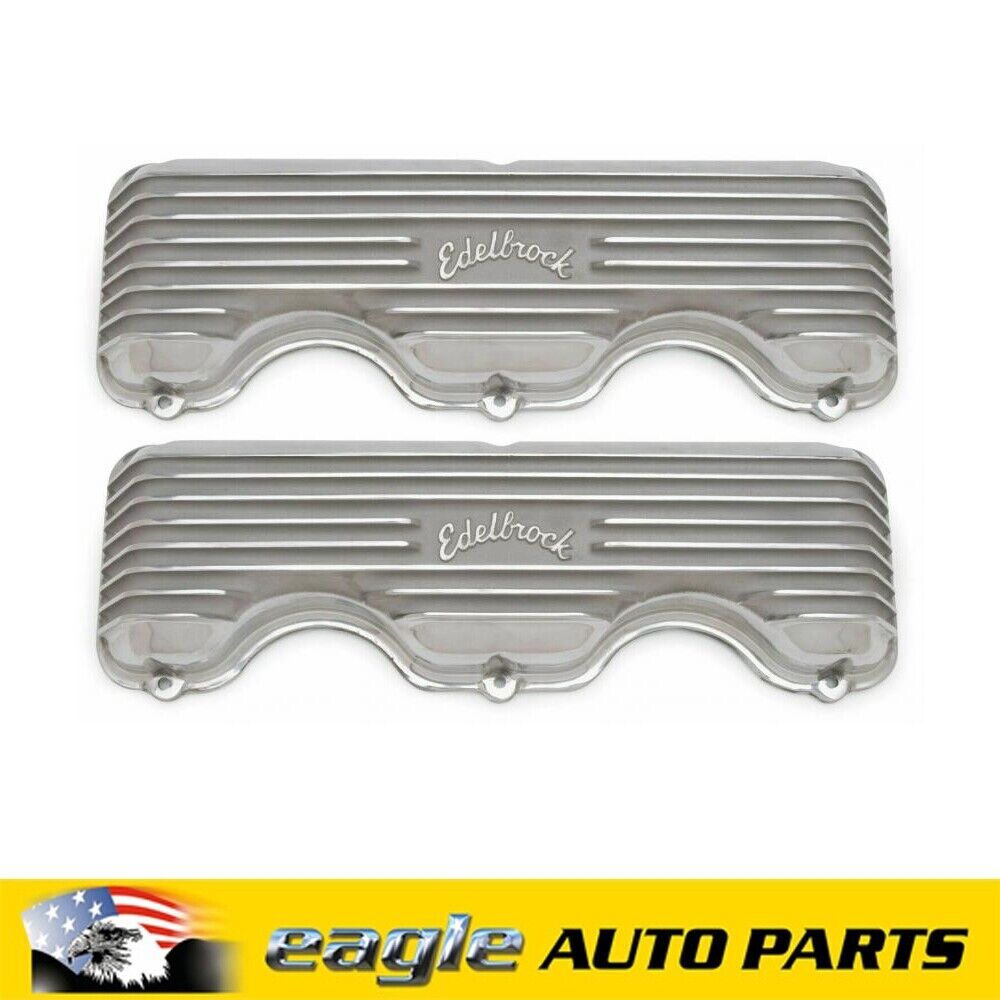 Chev 348 409 Big Block Edelbrock Classic Finned Rocker Covers Polished ...