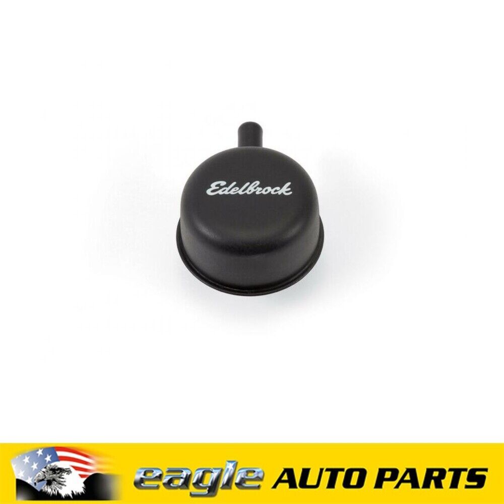 EDELBROCK Signature Black Rocker Cover Breather inc 90 Degree PCV Port