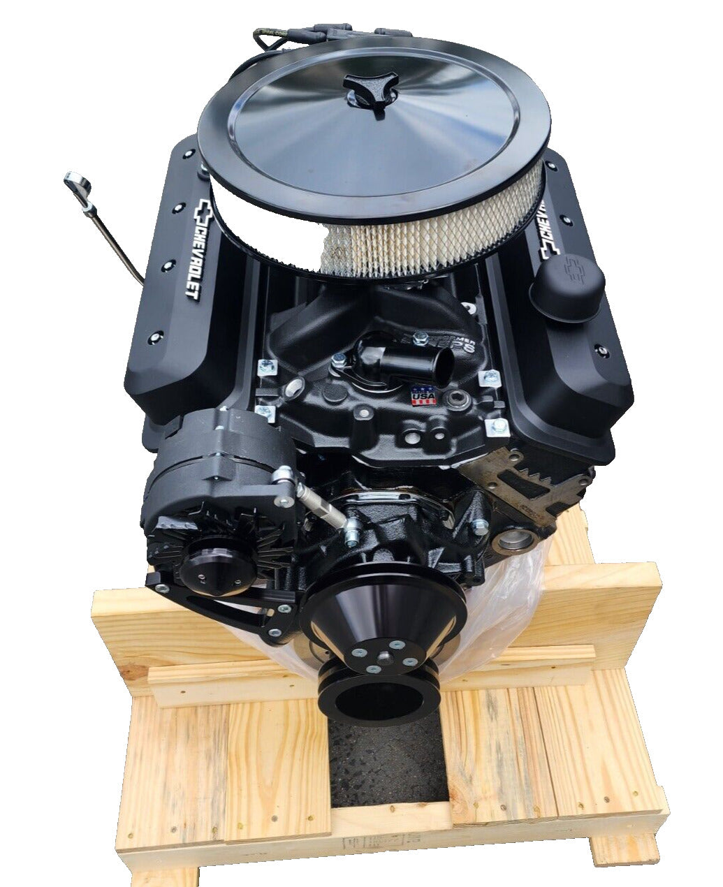 CHEV 350HO 350HP FLAT TAPPET BLACK RAT ROD LOOK ENGINE # GM350HO-BLK