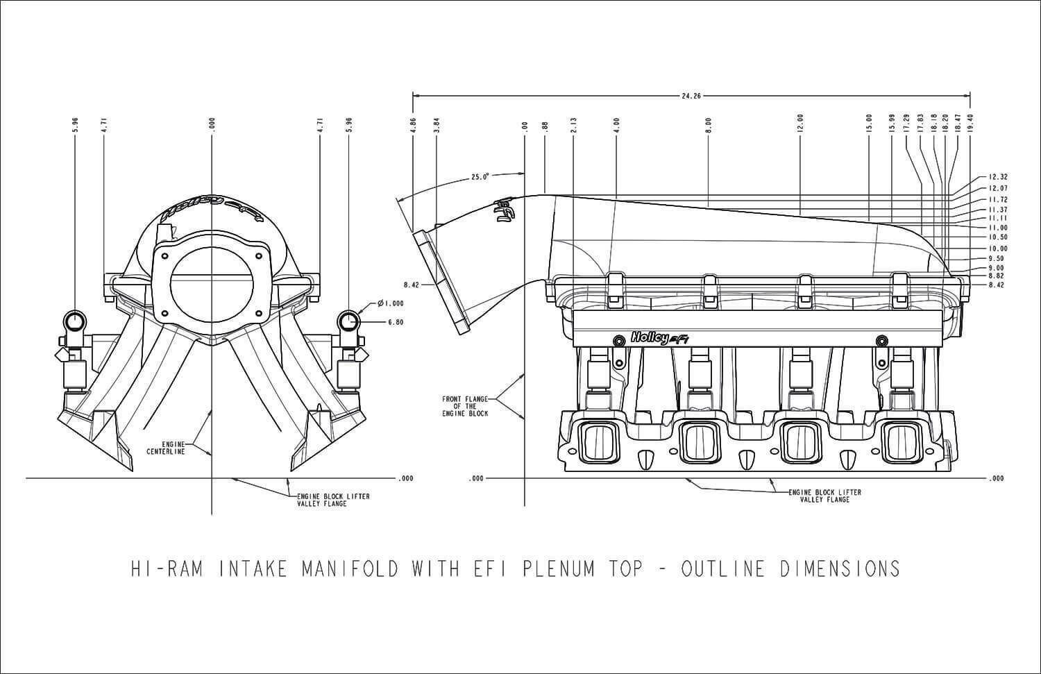 Chev LS3 Holley EFI LS Hi-Ram Rectangle Port Intake Manifold 102mm # HO300-117