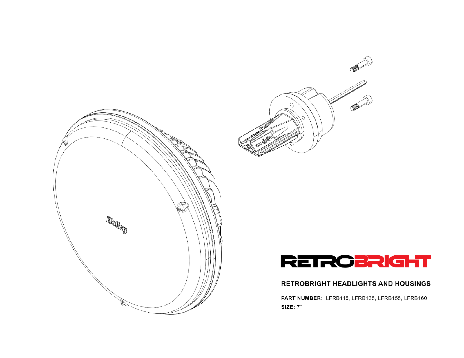 HOLLEY RETROBRIGHT LED FORWARD FACING HEADLIGHT - MODERN WHITE (5700K) # LFRB155