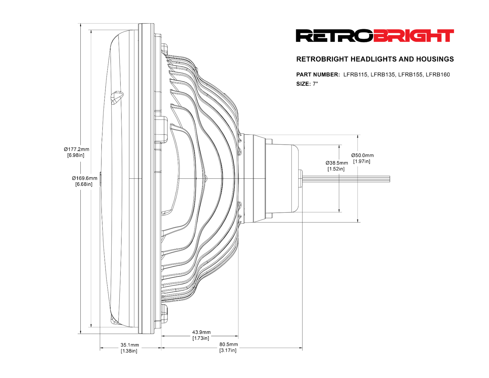 HOLLEY RETROBRIGHT LED FORWARD FACING HEADLIGHT - MODERN WHITE (5700K) # LFRB155